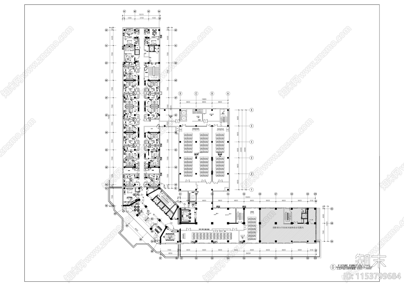 酒店平面布置图cad施工图下载【ID:1153799684】