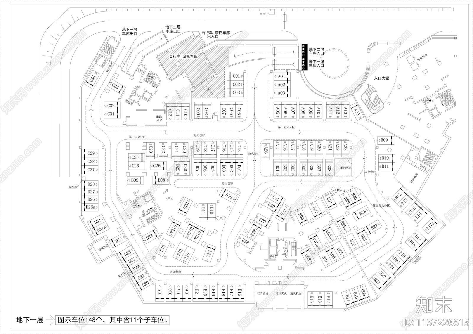 上百套户外停车场平面布置图cad施工图下载【ID:1137226815】