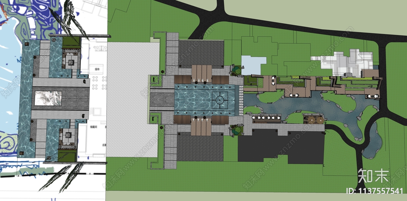 现代庭院示范区景观SU模型下载【ID:1137557541】