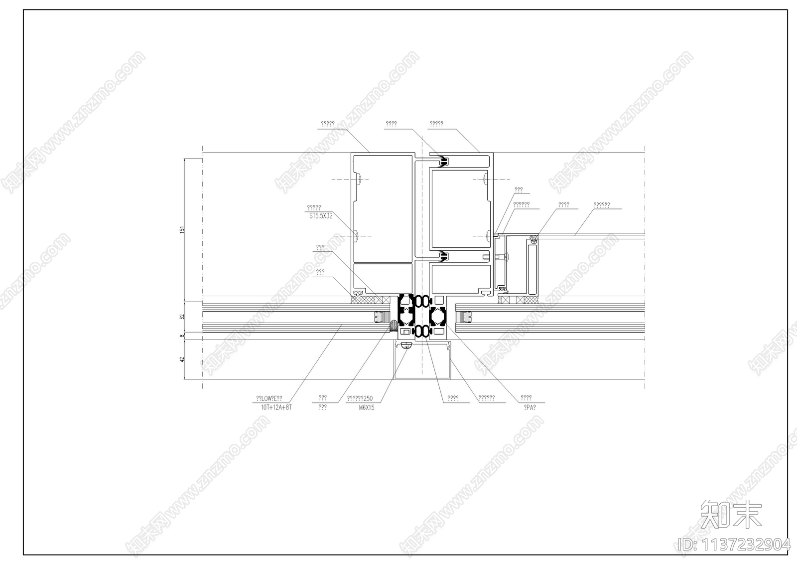 玻璃幕墙节点做法cad施工图下载【ID:1137232904】