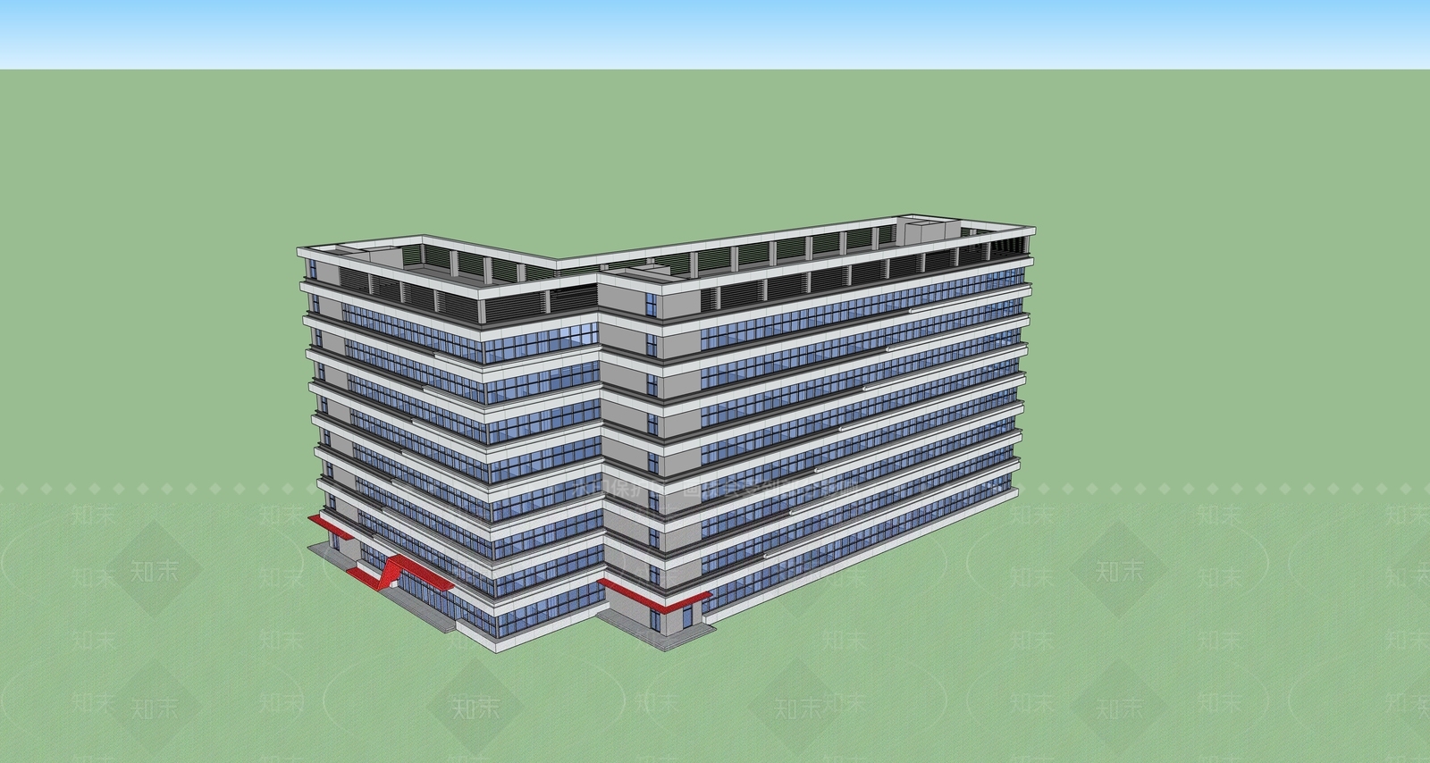 现代病房楼SU模型下载【ID:1137233564】
