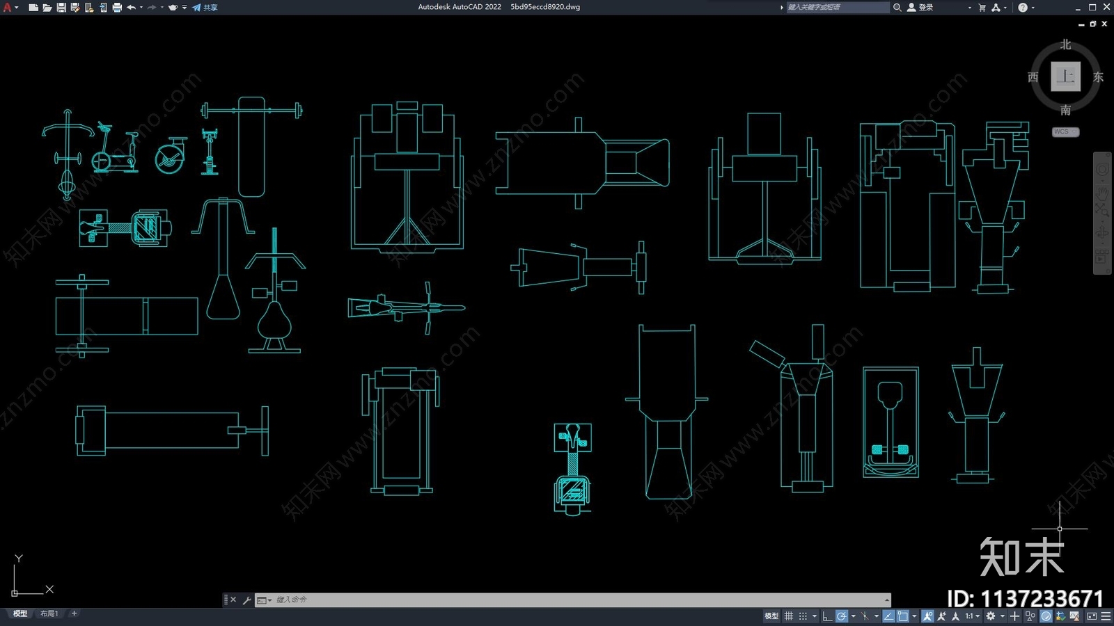 健身器材模块施工图下载【ID:1137233671】