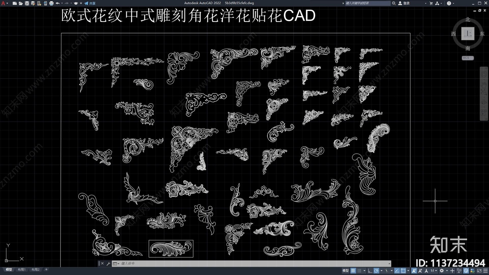 欧式花纹雕刻施工图下载【ID:1137234494】