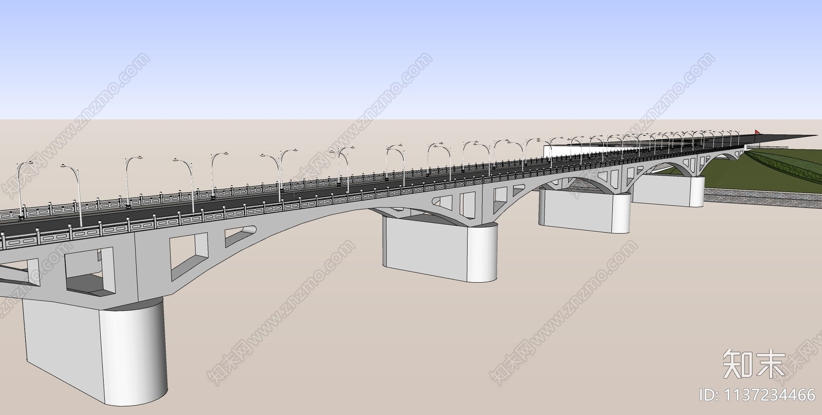 现代景观大桥SU模型下载【ID:1137234466】