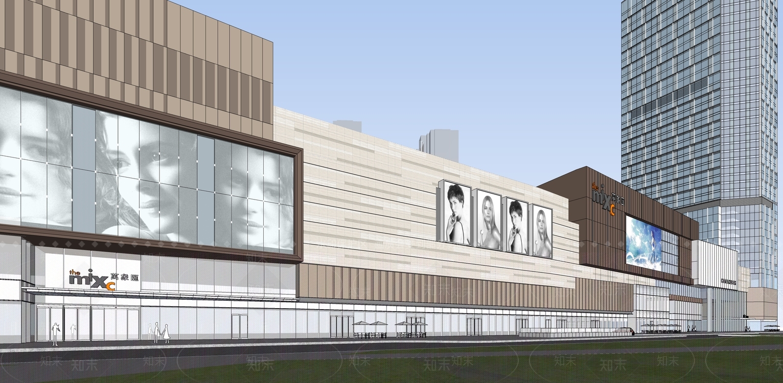 现代商场建筑SU模型精品下载_SketchUp模型_知末网