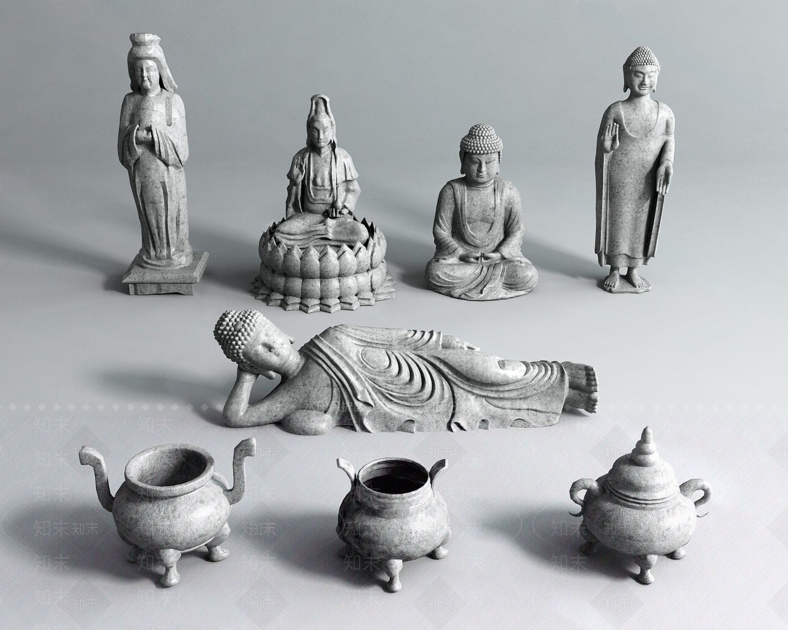 中式佛像3D模型下载【ID:1137443725】