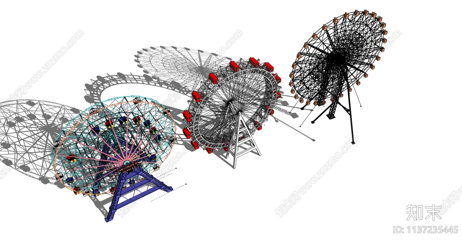 摩天轮SU模型下载【ID:1137235445】