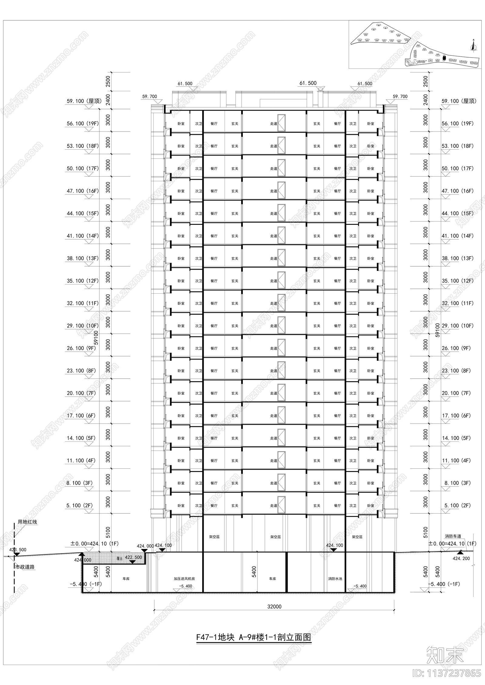 高层住宅建筑cad施工图下载【ID:1137237865】