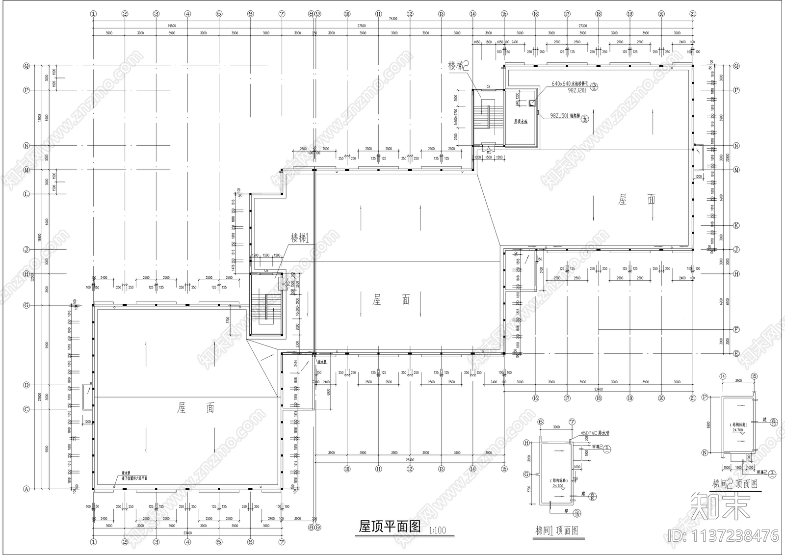 学院宿舍楼建筑cad施工图下载【ID:1137238476】