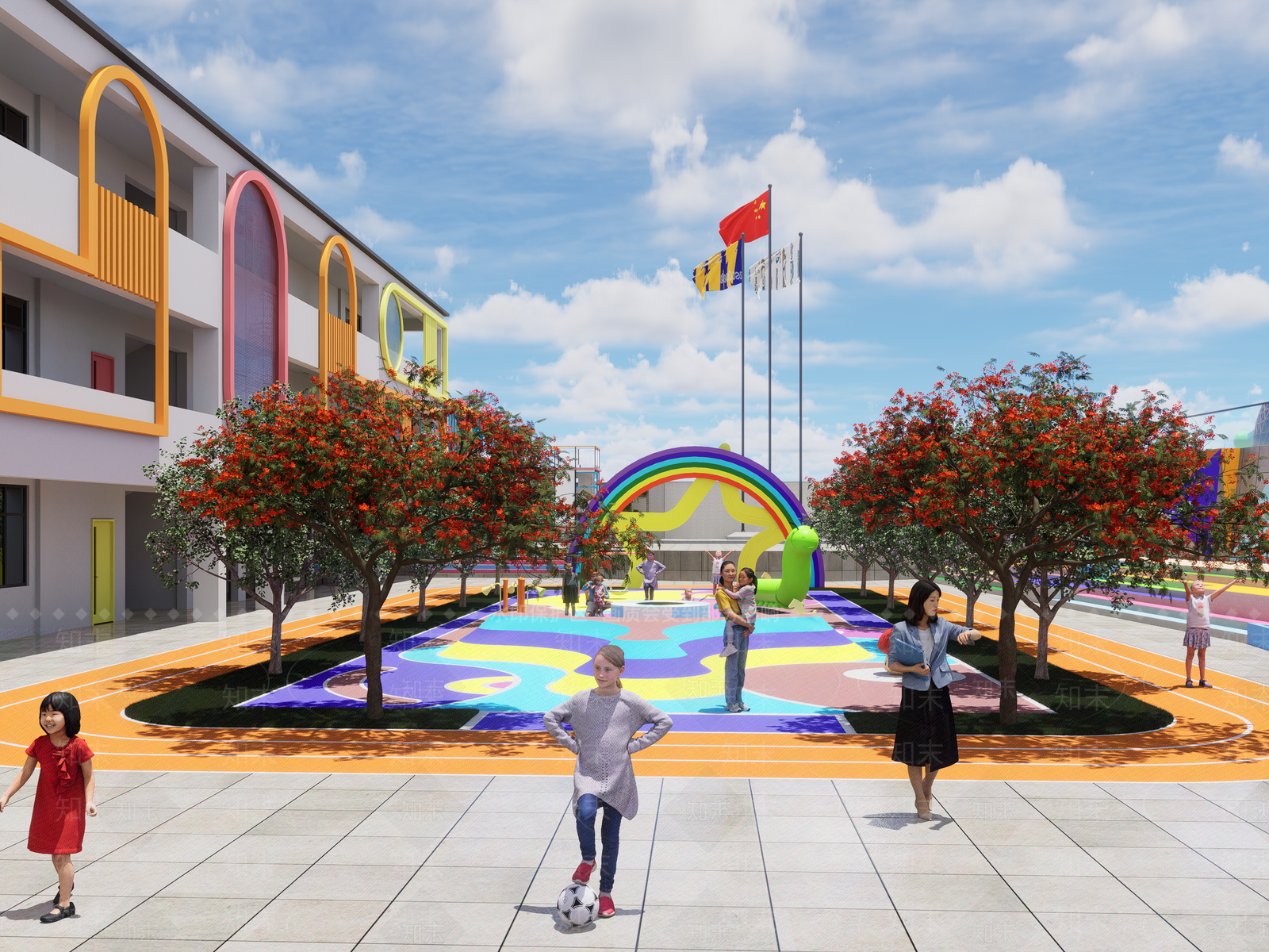 现代学校建筑景观SU模型下载【ID:1137247577】