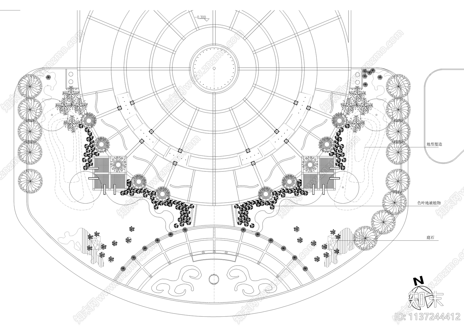 某城市广场植物配置图cad施工图下载【ID:1137244412】