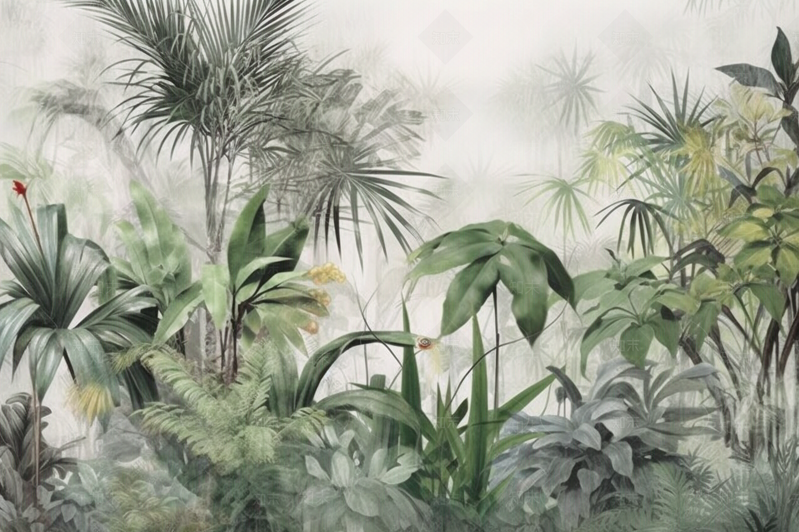 风景雨林花鸟植物壁画贴图下载【ID:1137245150】