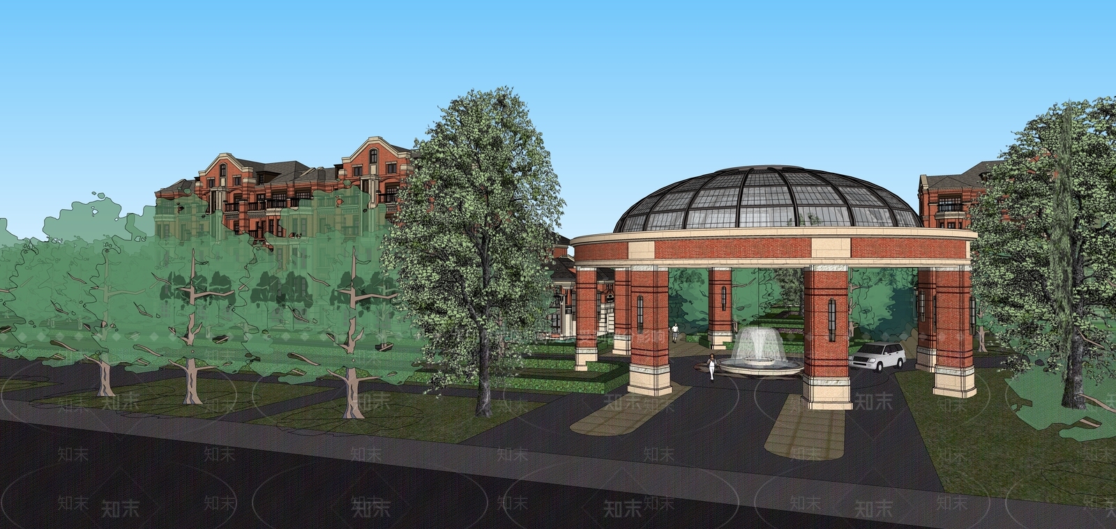 欧式景观亭SU模型下载【ID:1137245582】