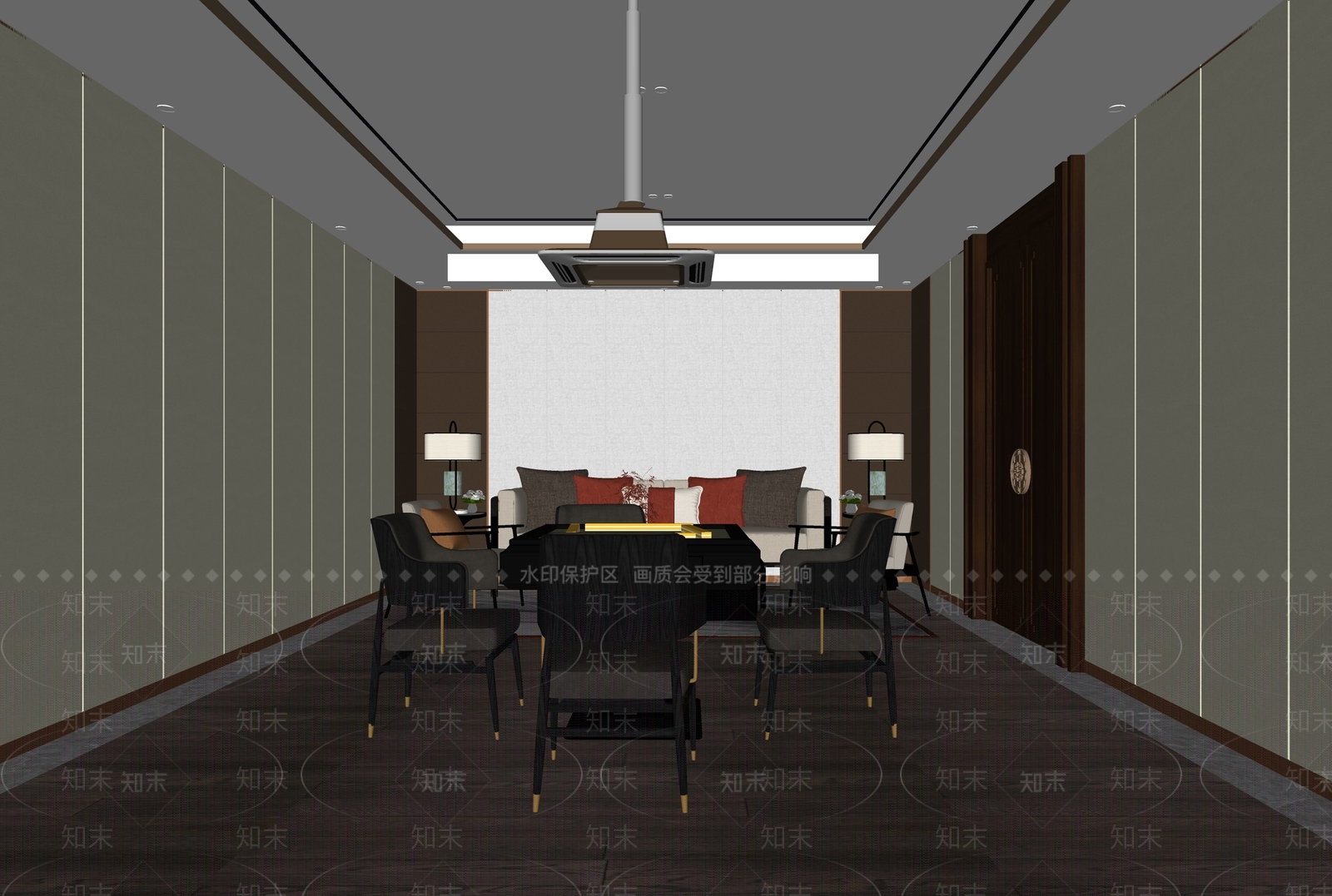 新中式棋牌室SU模型下载【ID:1137250507】