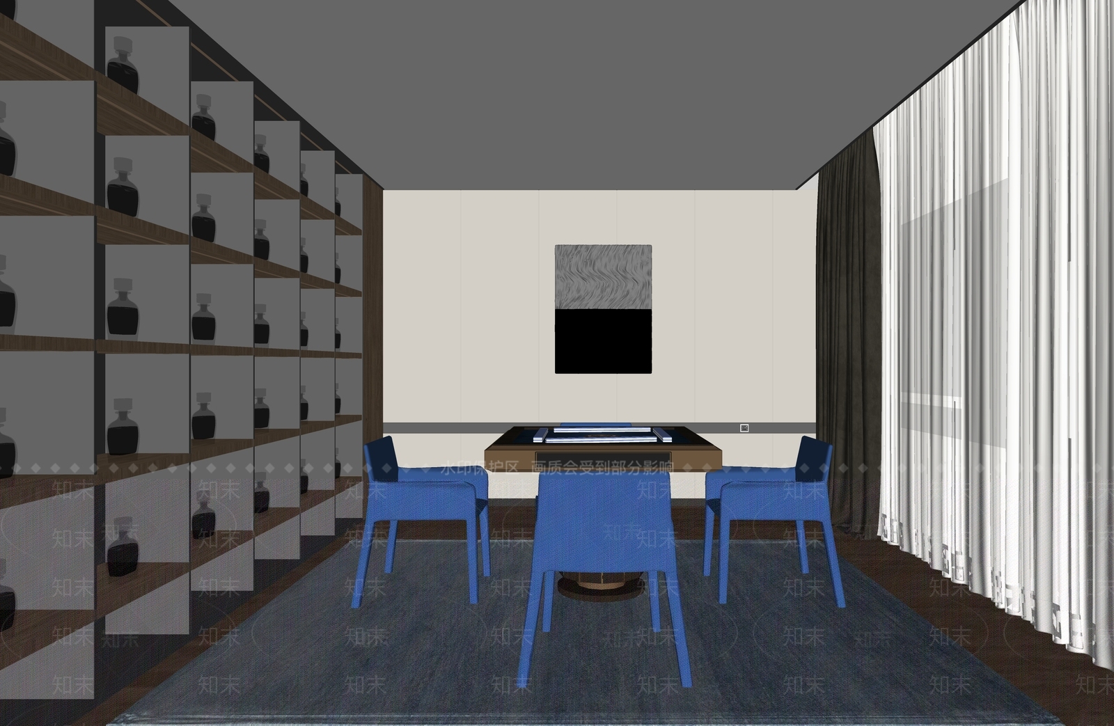 现代棋牌室SU模型下载【ID:1137250651】
