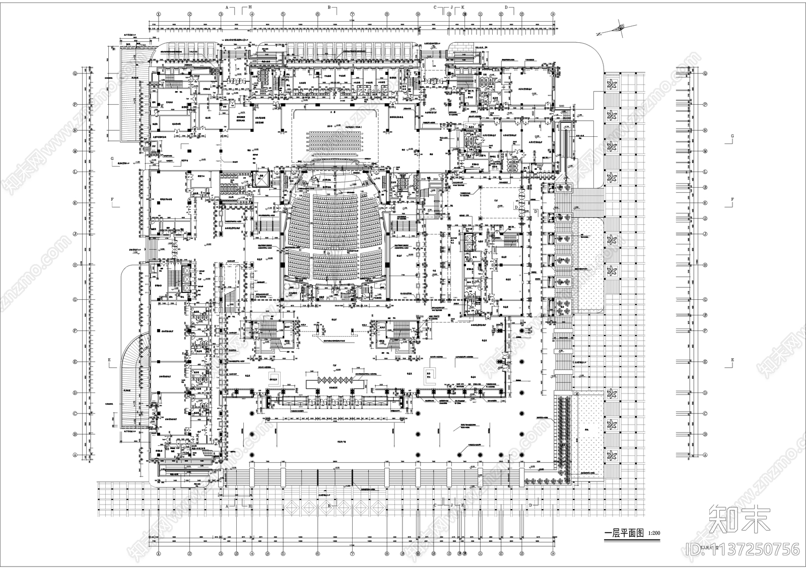 某市人民大会堂平面图施工图下载【ID:1137250756】