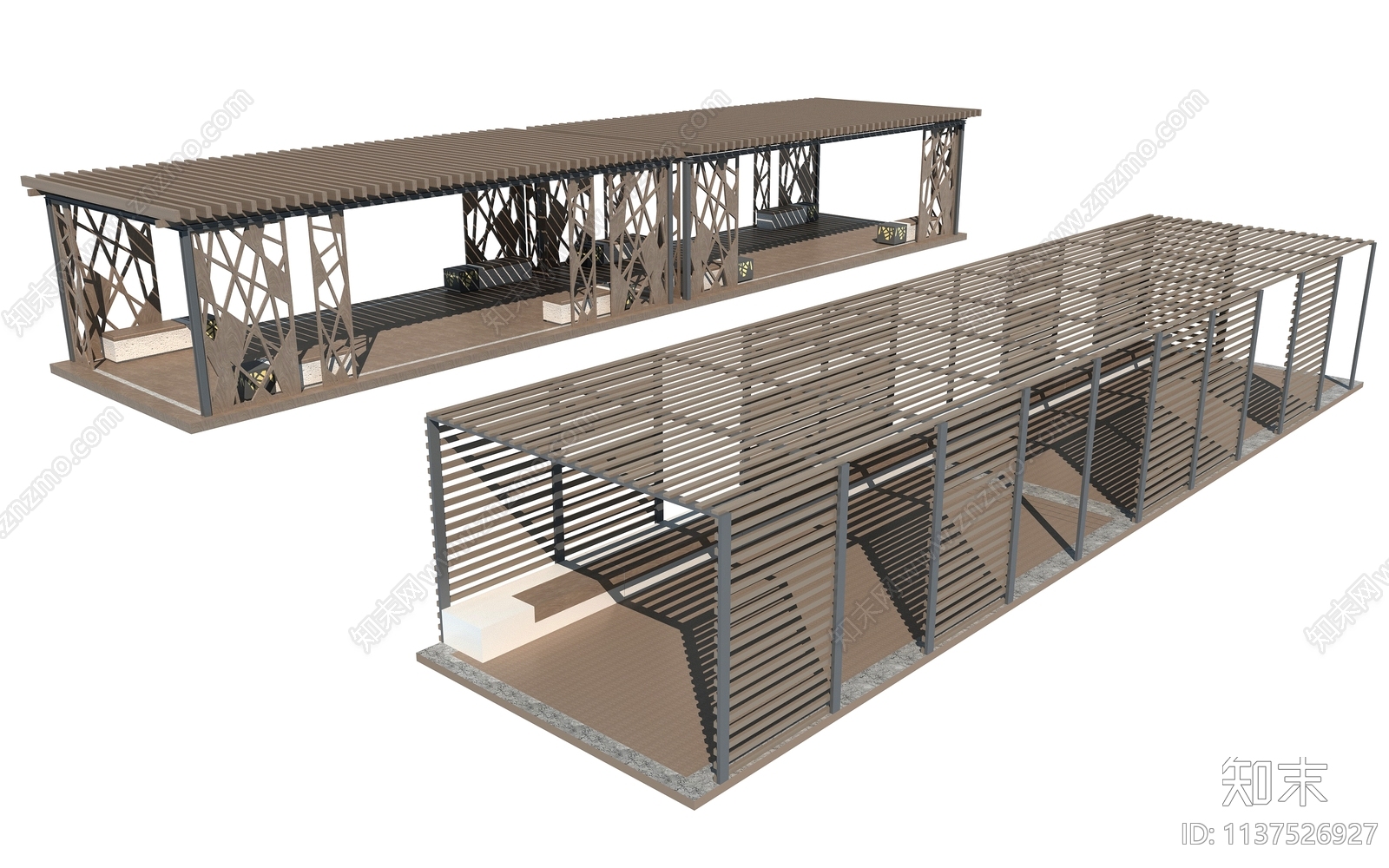 新中式廊架3D模型下载【ID:1137526927】