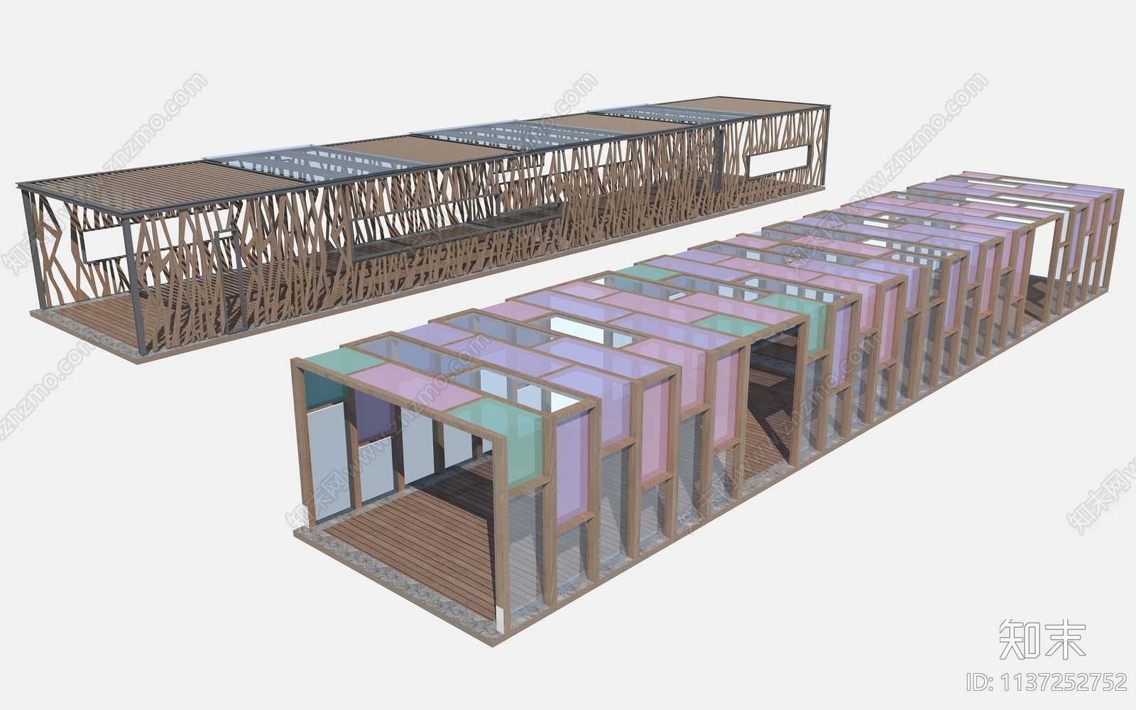 新中式廊架3D模型下载【ID:1137252752】