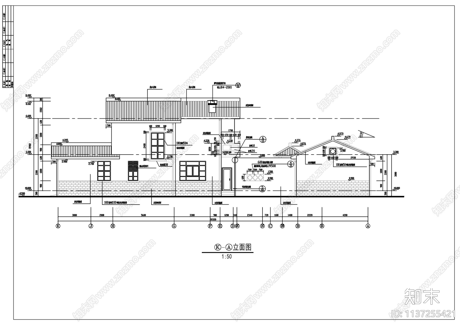 中式古典别墅建筑cad施工图下载【ID:1137255421】