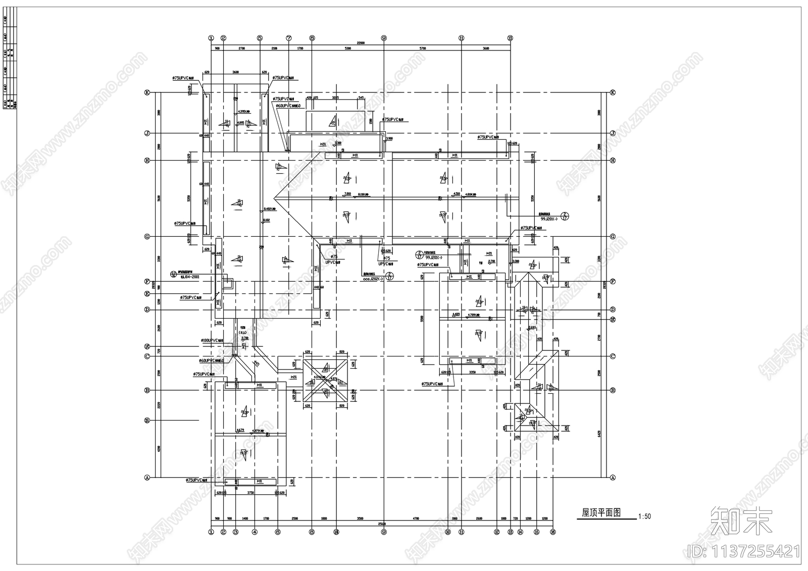 中式古典别墅建筑cad施工图下载【ID:1137255421】