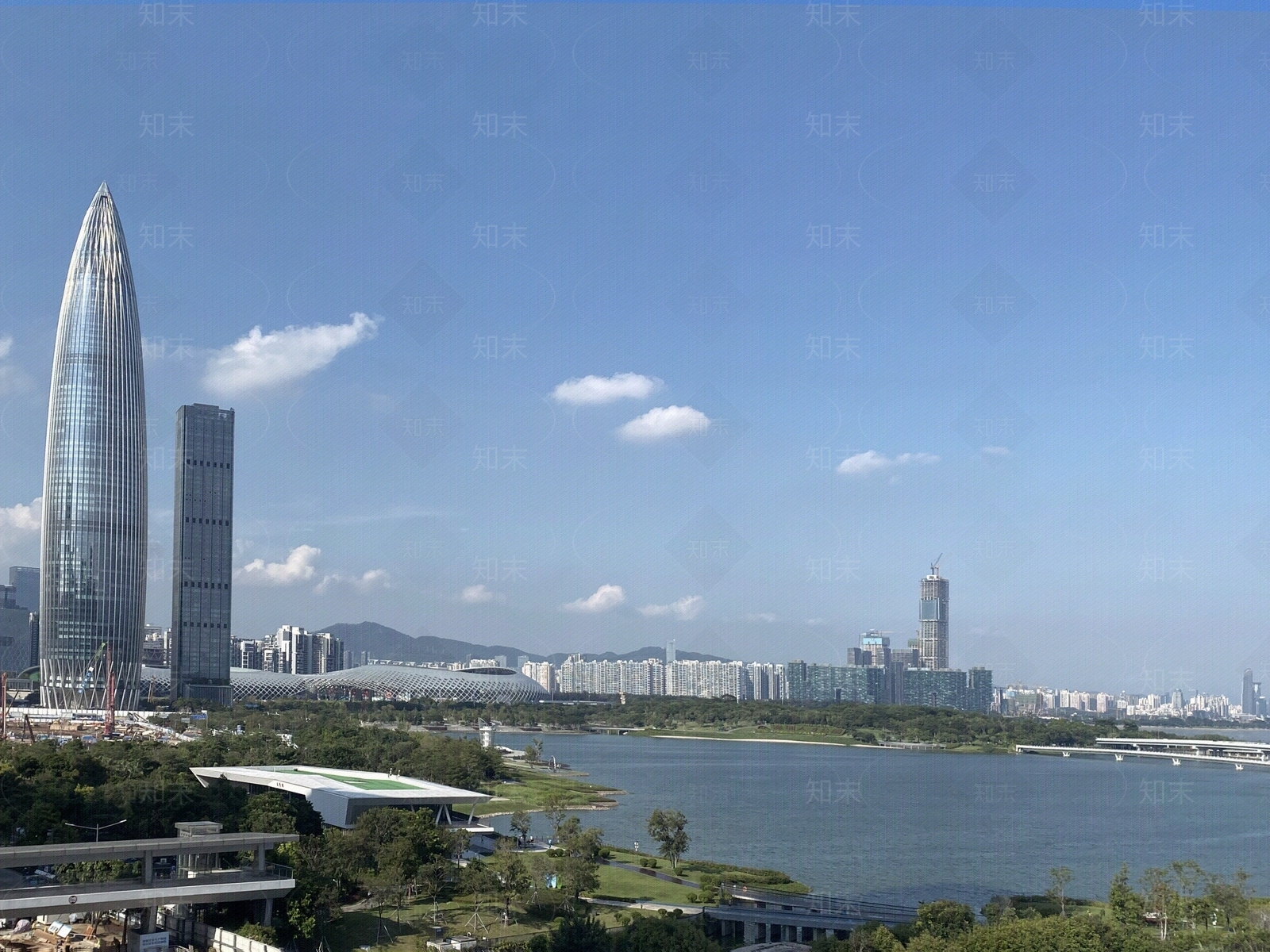 深圳春笋大厦海滨城市蓝天外景图贴图下载【ID:1137257236】