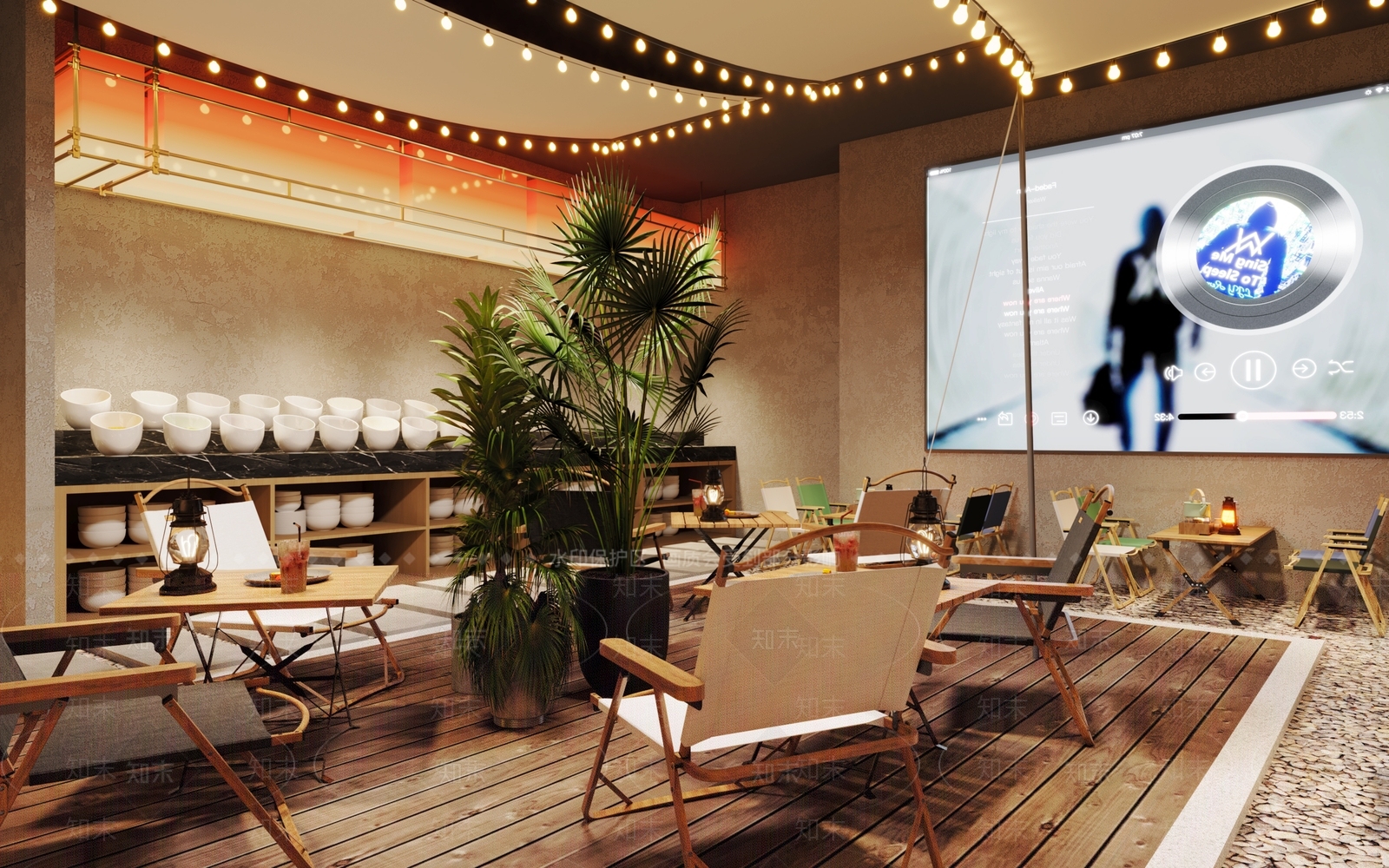 现代露营风火锅店3D模型下载【ID:1137257311】