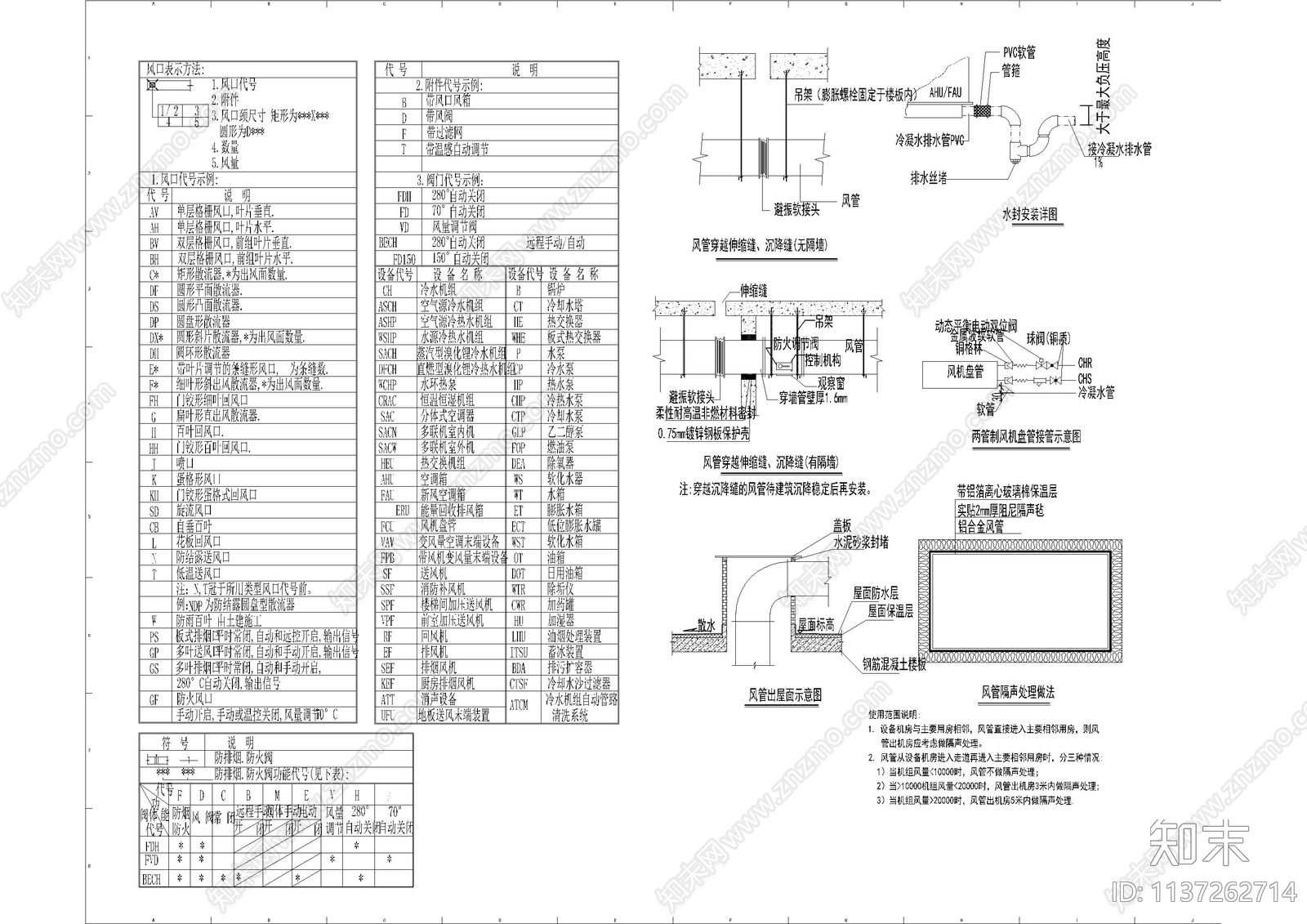 暖通符号说明设计说明cad施工图下载【ID:1137262714】