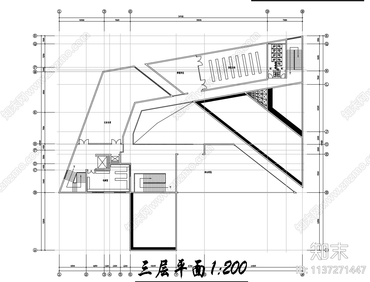 三层图书馆建筑cad施工图下载【ID:1137271447】