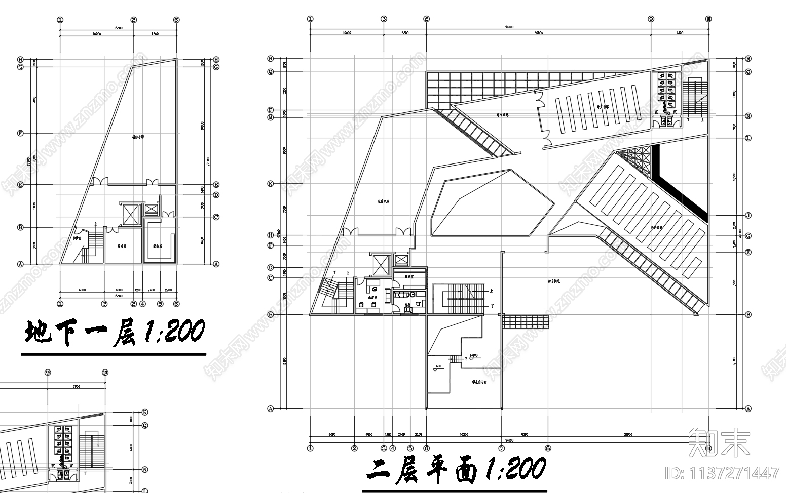 三层图书馆建筑cad施工图下载【ID:1137271447】