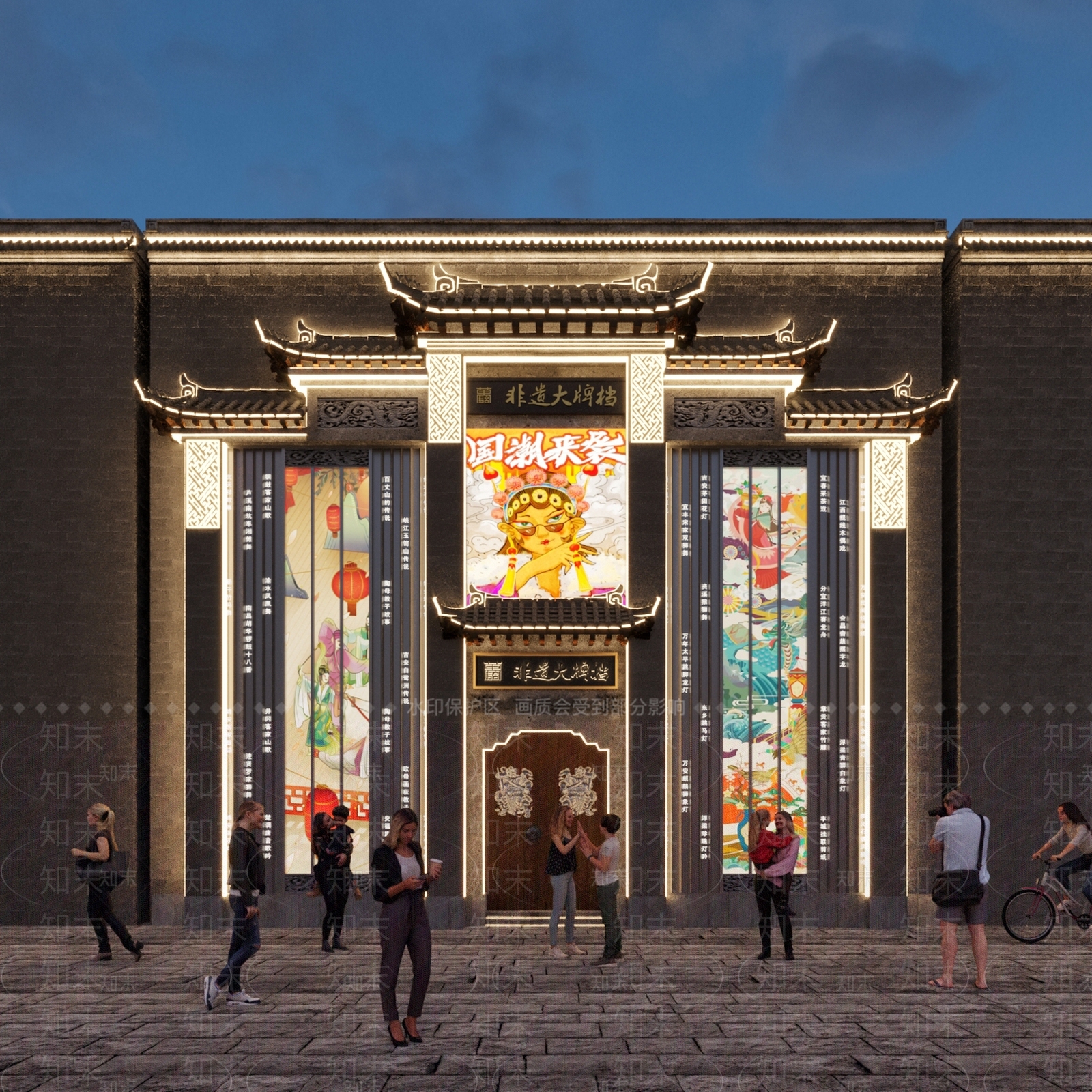 中式国潮建筑门楼SU模型下载【ID:1137271924】