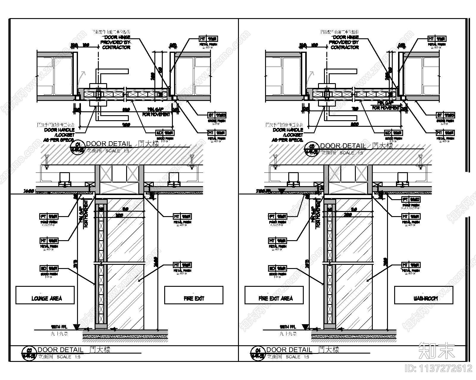 门节点大样cad施工图下载【ID:1137272612】