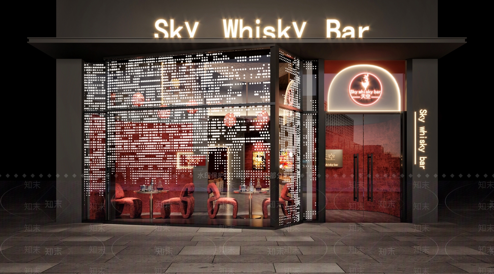 现代酒吧门头SU模型下载【ID:1137273771】