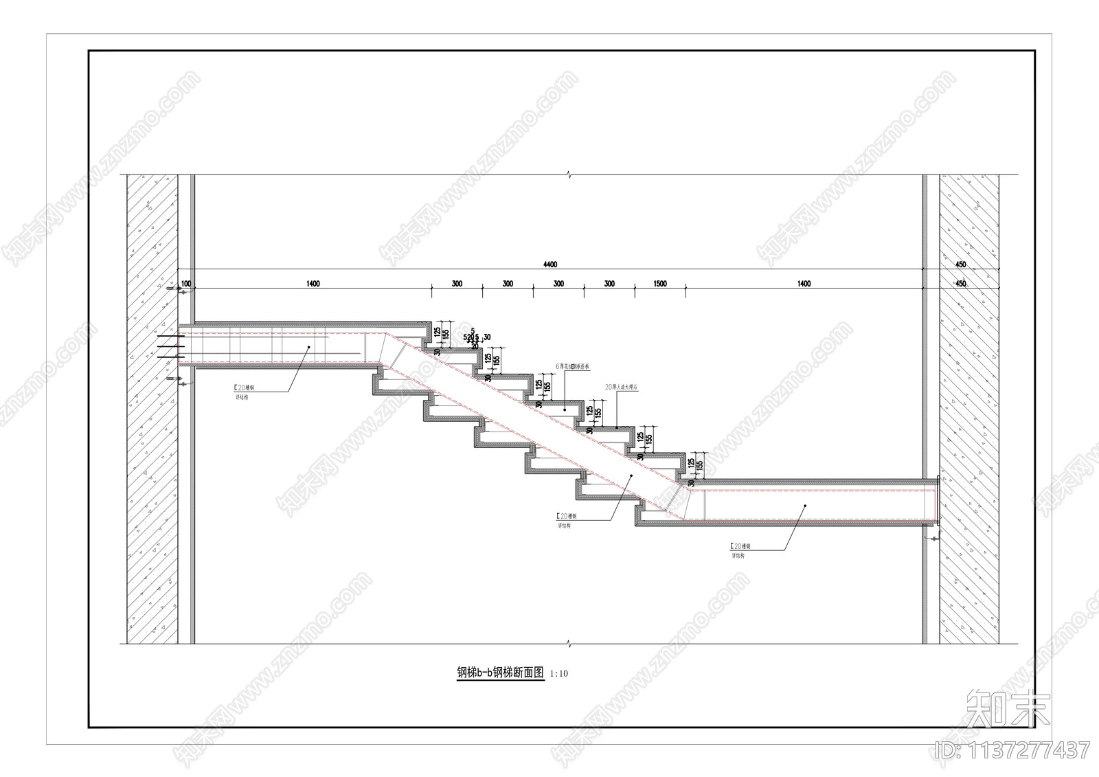 钢楼梯节点cad施工图下载【ID:1137277437】