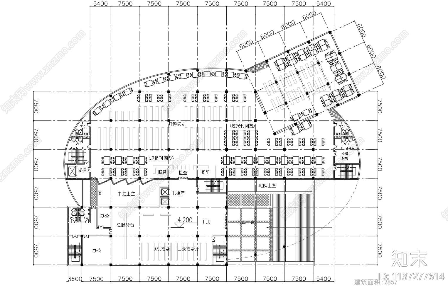 五层学校图书馆建筑施工图下载【ID:1137277614】
