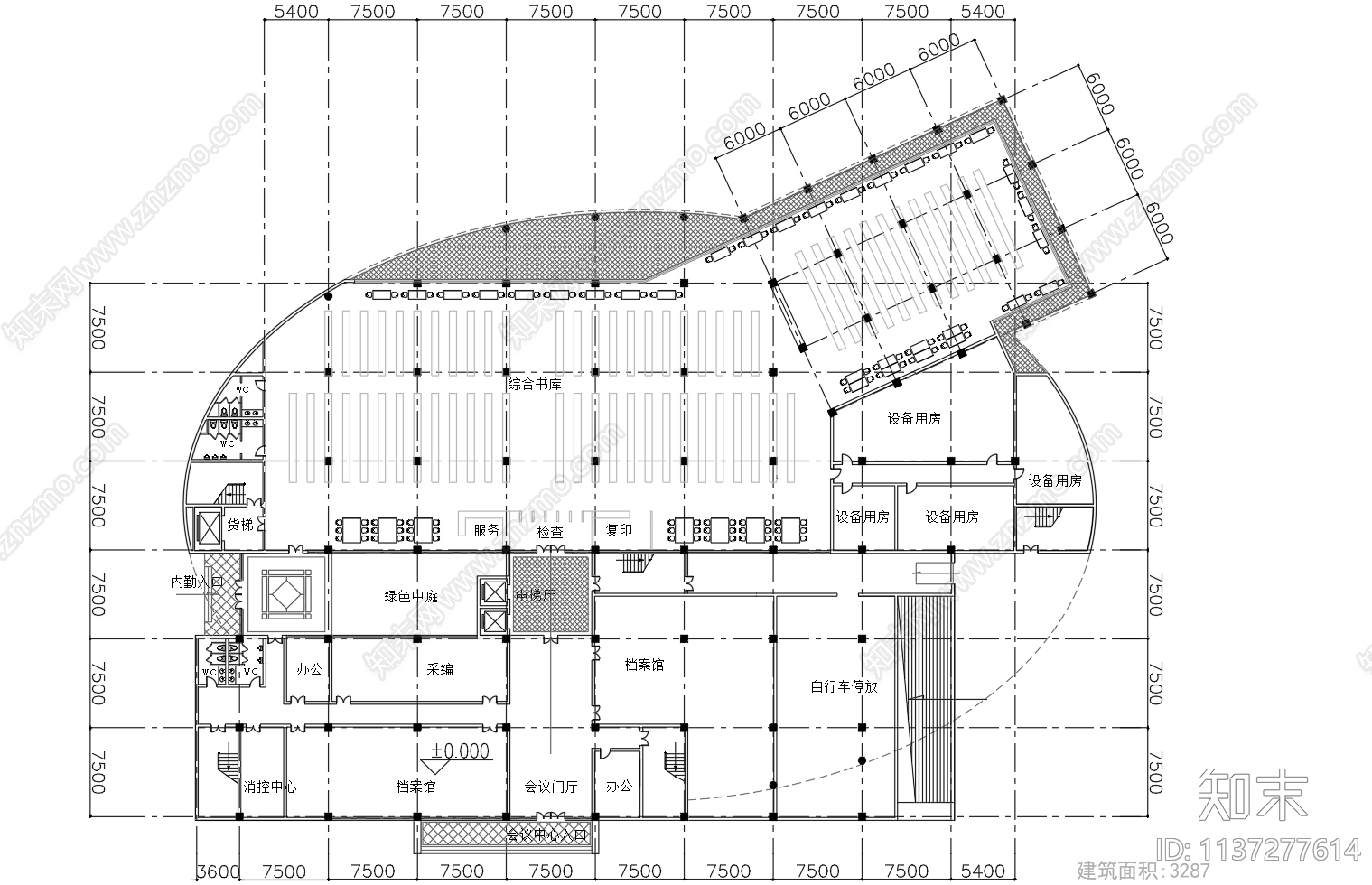 五层学校图书馆建筑cad施工图下载【ID:1137277614】