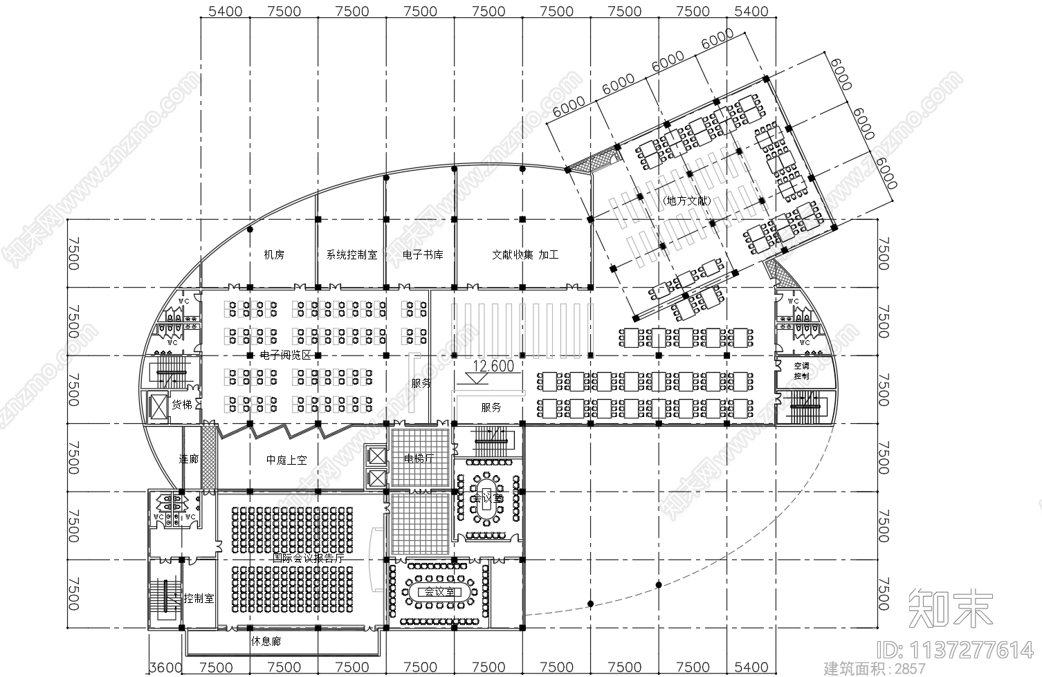 五层学校图书馆建筑cad施工图下载【ID:1137277614】