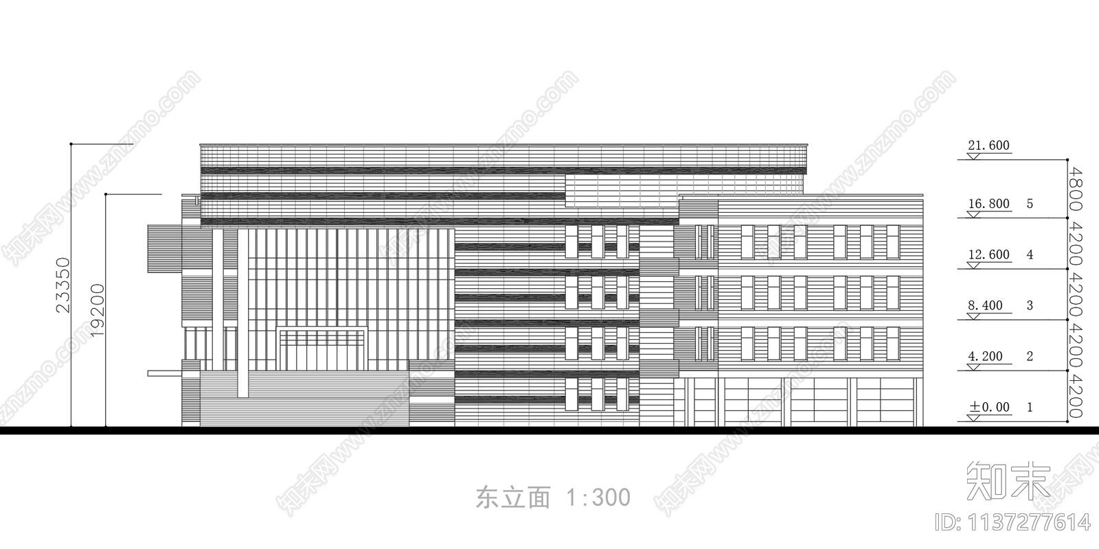 五层学校图书馆建筑cad施工图下载【ID:1137277614】