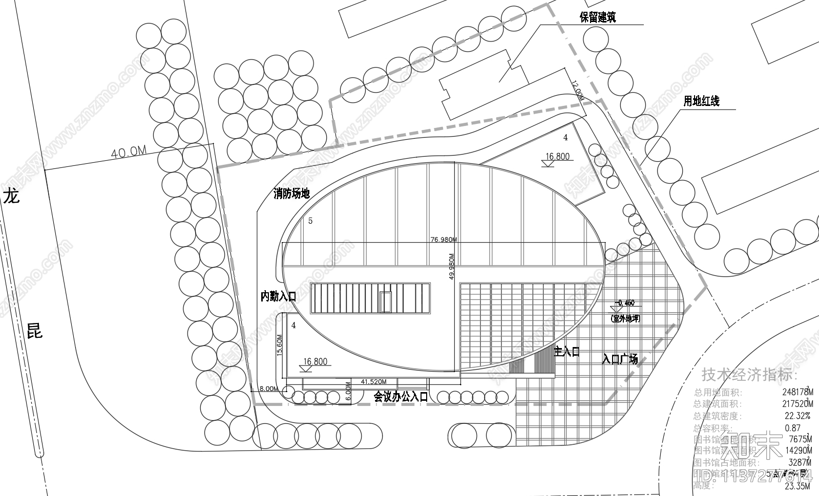 五层学校图书馆建筑cad施工图下载【ID:1137277614】