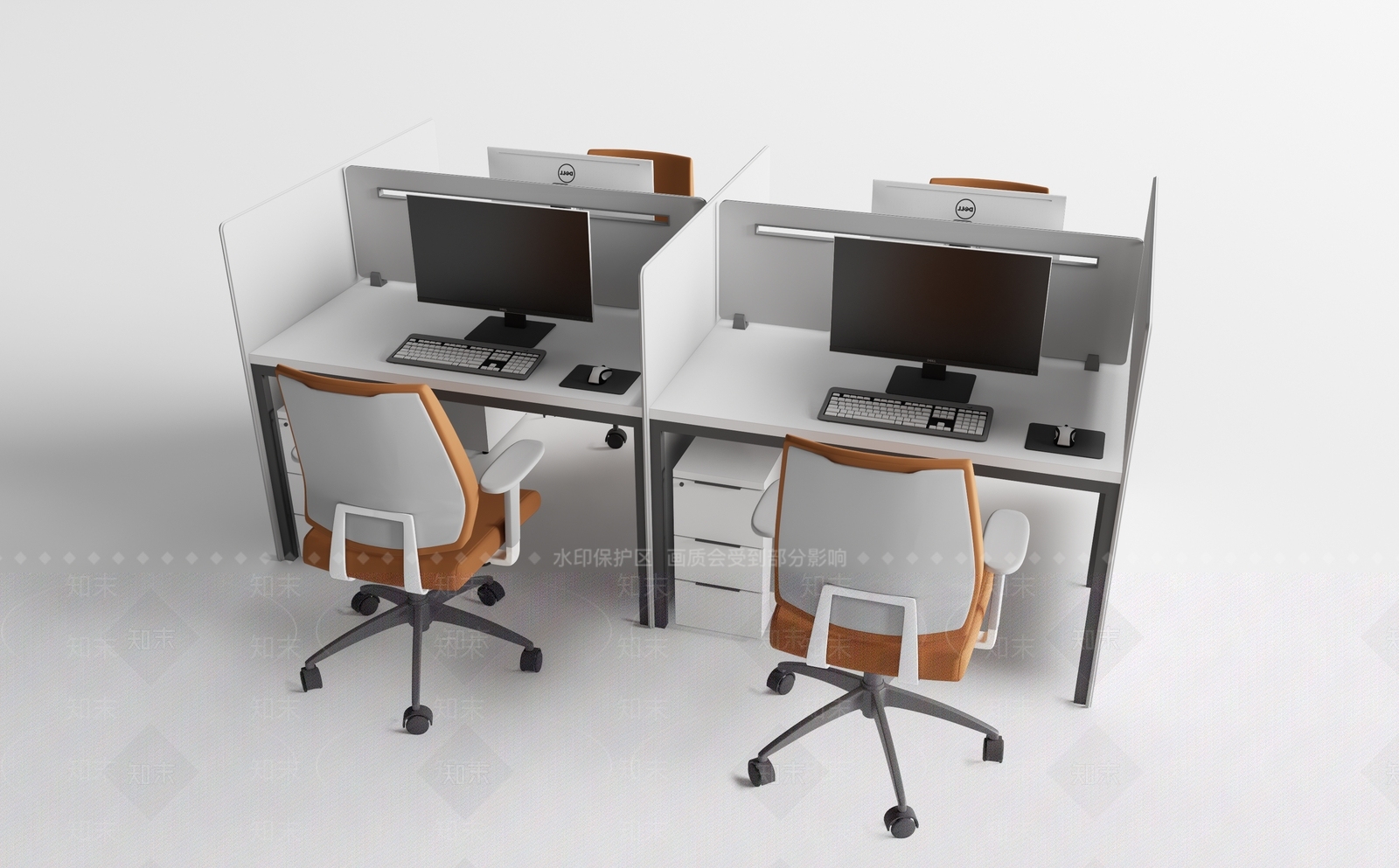现代办公桌椅组合3D模型下载【ID:1137277832】