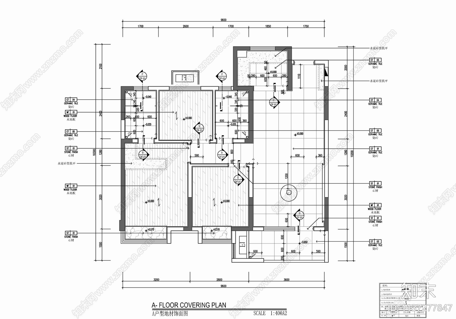 82㎡三居室家装室内施工图下载【ID:1137277847】