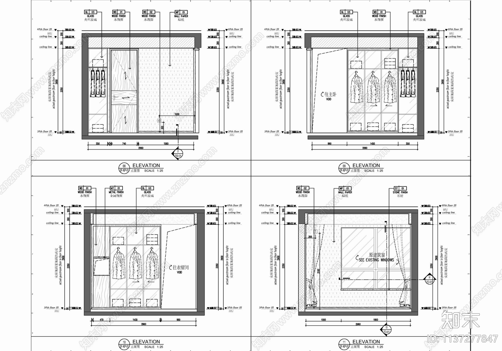 82㎡三居室家装室内施工图下载【ID:1137277847】