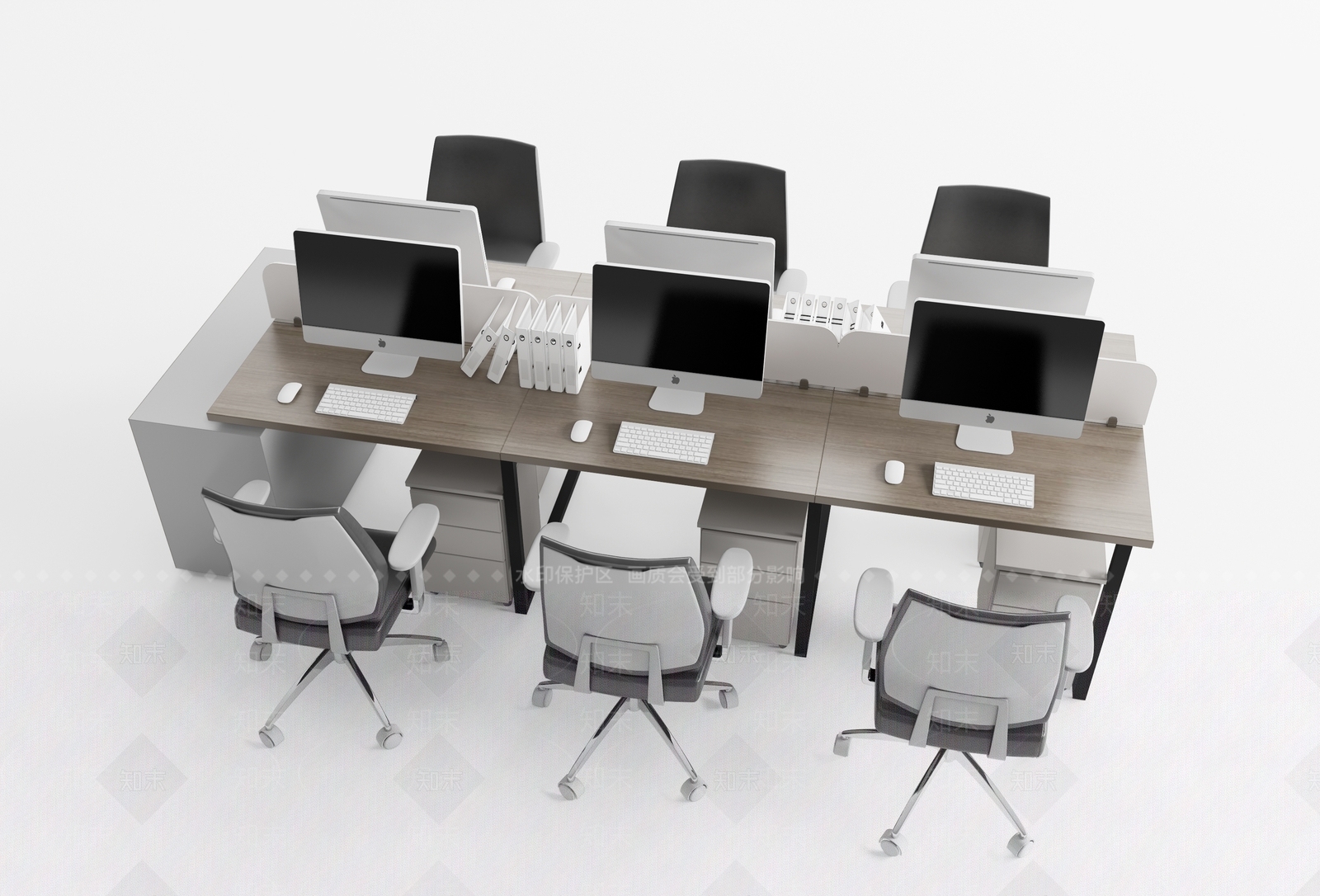 现代办公桌椅组合3D模型下载【ID:1137277918】