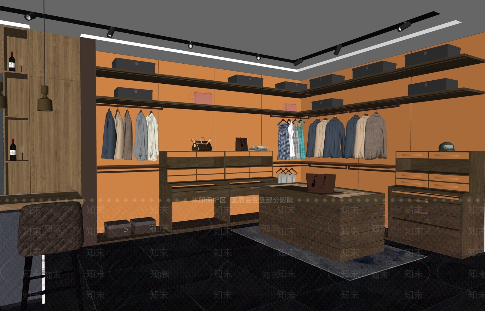 现代衣帽间SU模型下载【ID:1137278215】