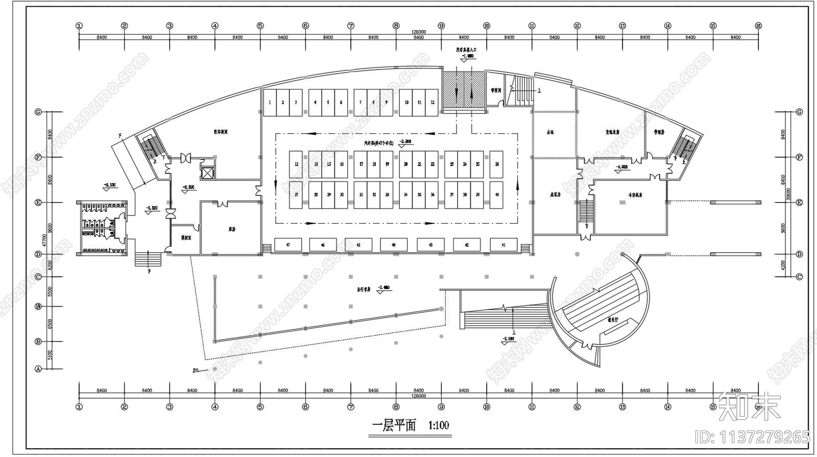 五层图书馆建筑cad施工图下载【ID:1137279265】