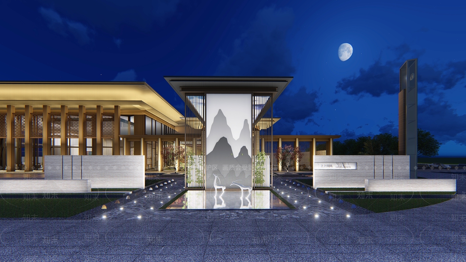 现代售楼处建筑SU模型下载【ID:1137279825】