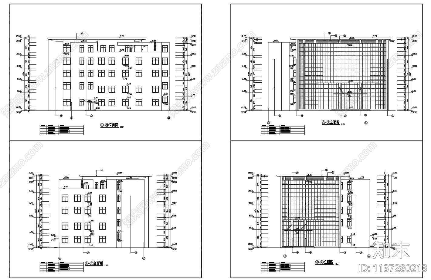 五层2871平米市图书馆建筑cad施工图下载【ID:1137280213】