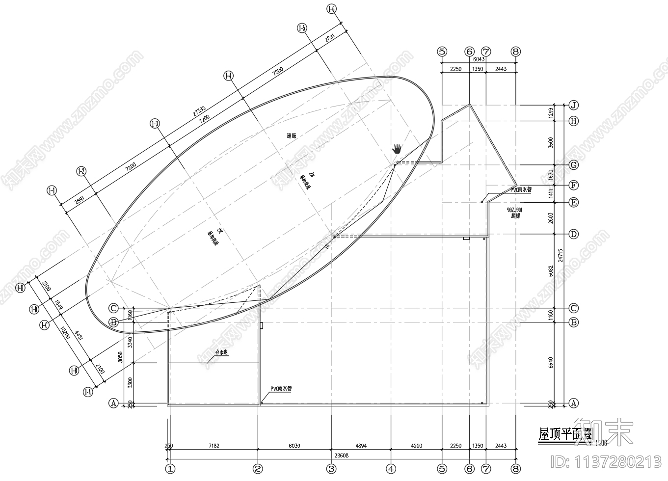 五层2871平米市图书馆建筑cad施工图下载【ID:1137280213】