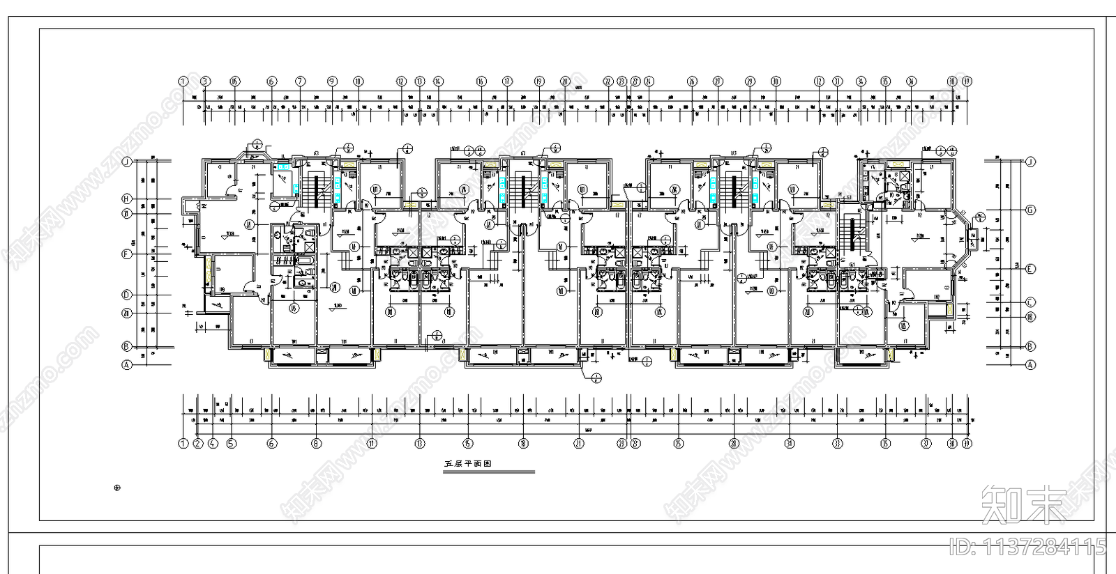 多层住宅楼cad施工图下载【ID:1137284115】