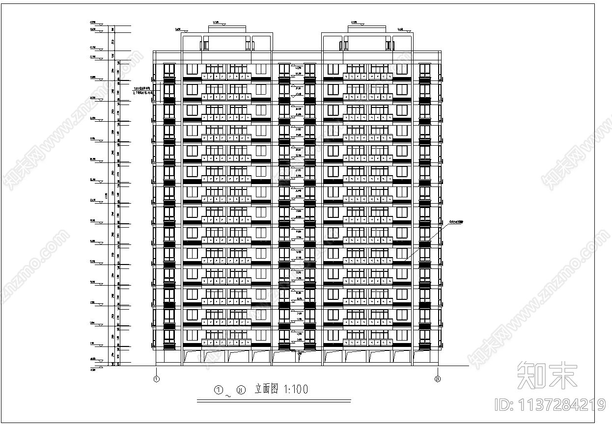 高层住宅建筑cad施工图下载【ID:1137284219】