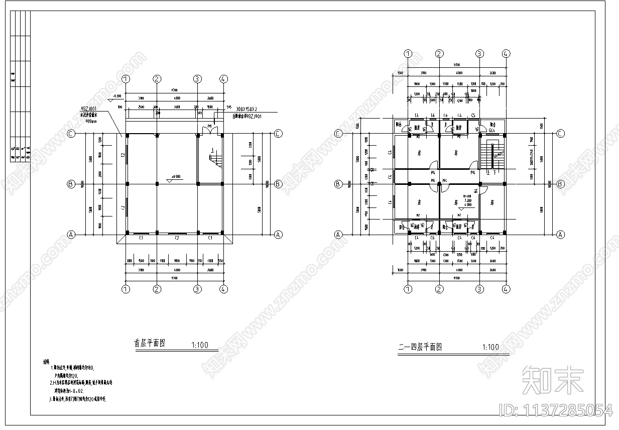 私人住宅楼建筑cad施工图下载【ID:1137285054】